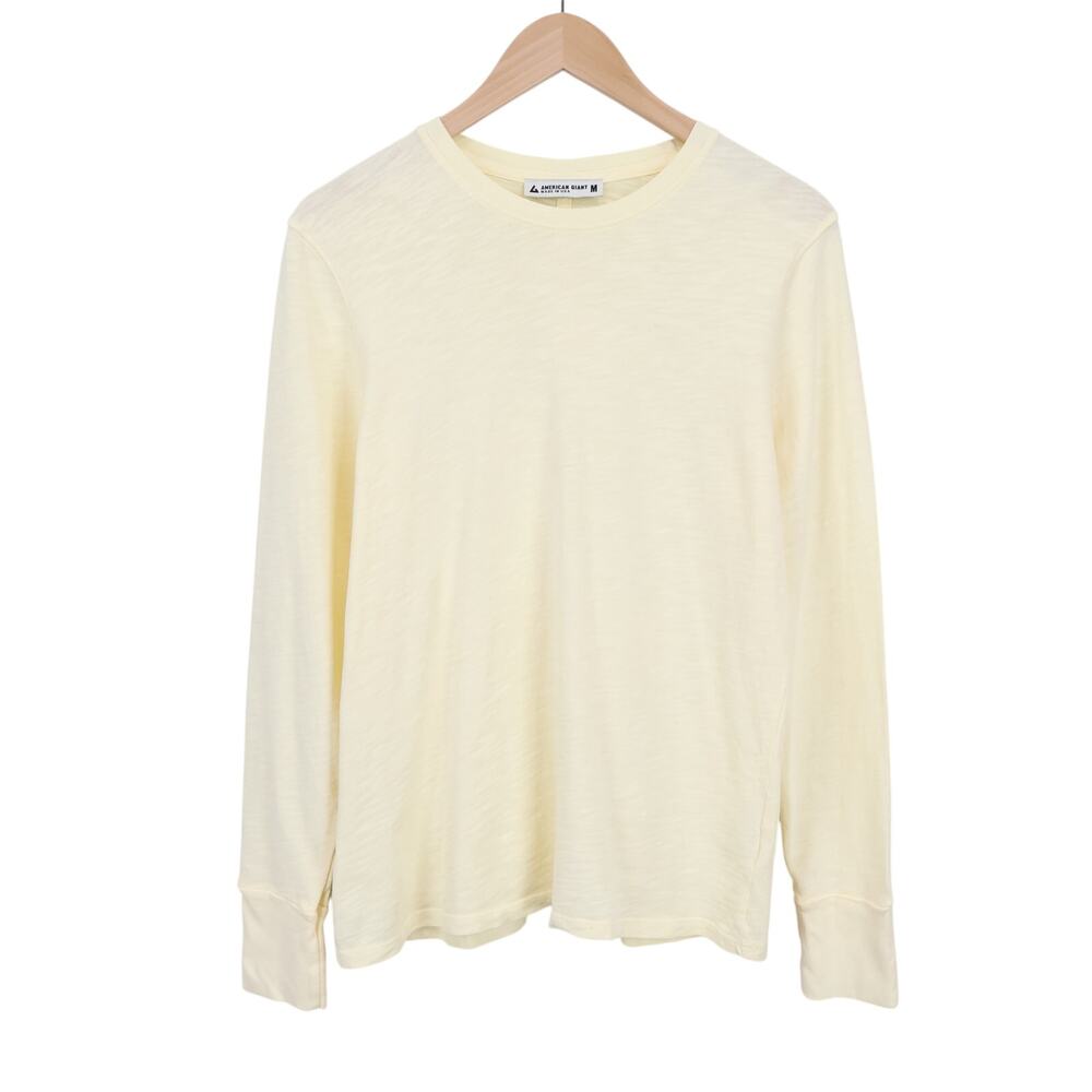 American Giant Pale Yellow Long Sleeve Crewneck Top